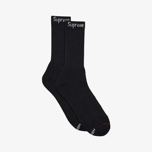 Supreme Hanes Socks Size 6-12 Black 2 Pairs
